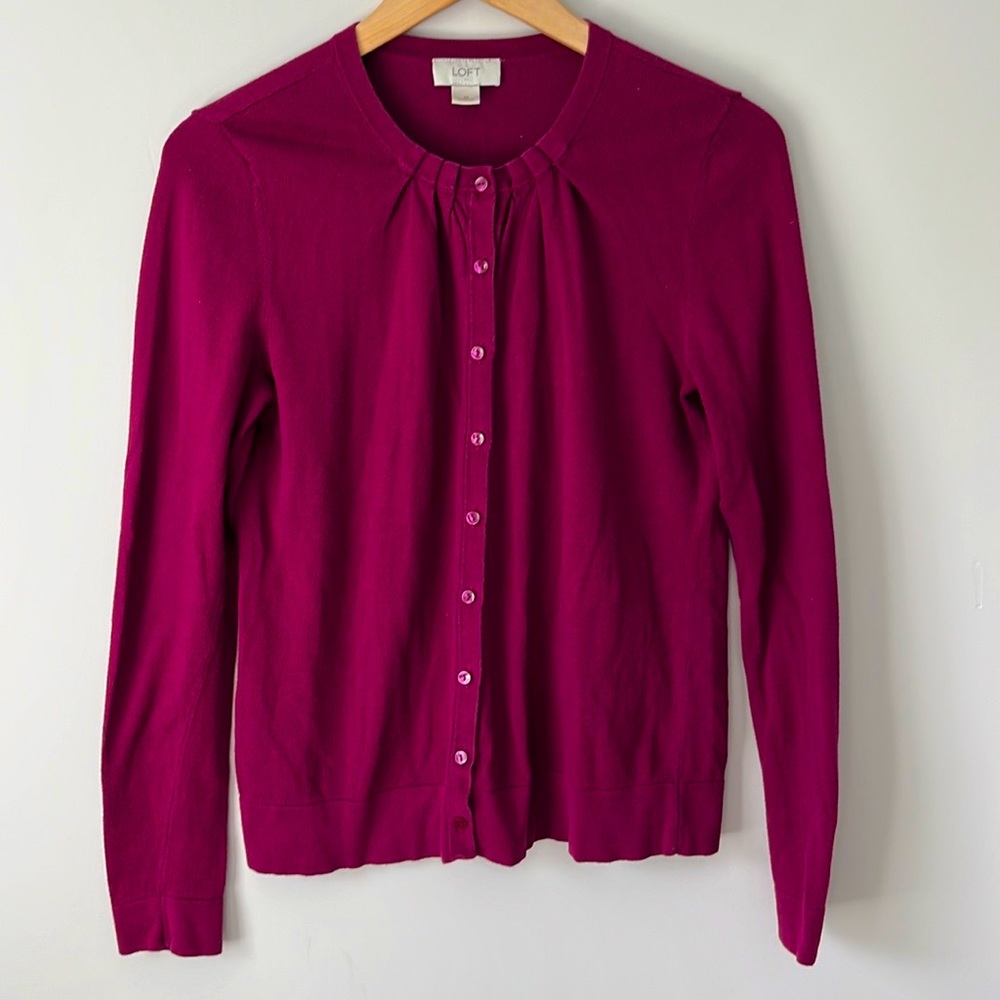 Medium Dark Plum LOFT cardigan